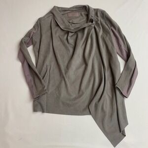 BLANKNYC Womens Gray Faux Suede Draped Asymmetrical Jacket 60F-9087NO Small